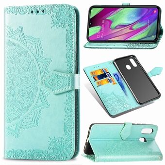 Embossed Mandala Flower Leather Wallet Case for Samsung Galaxy A40