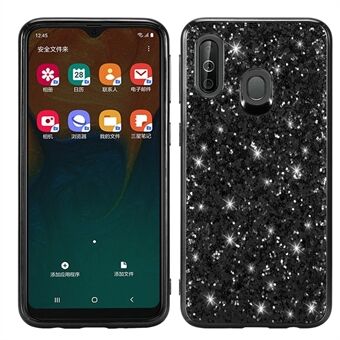 Glitrende pailletter galvanisering TPU-ramme + pc-bagcover til Samsung Galaxy A40