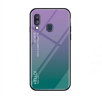 Gradient Color Tempered Glass + PC + TPU Combo Phone Case for Samsung Galaxy A40