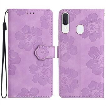 Stødsikkert cover til Samsung Galaxy A40 Flowers Imprinted Stand Phone Wallet Lædertaske