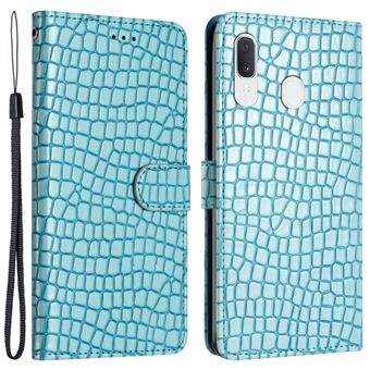 Til Samsung Galaxy A40 Fuld beskyttelse Stand Cover Crocodile Texture Læder pung telefonetui med rem