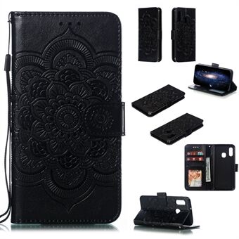 Impressum Mandala Flower Stand Wallet Læder Taske til Samsung Galaxy A20e