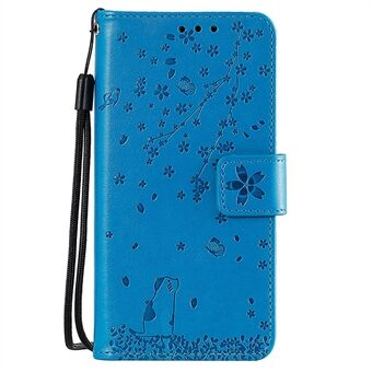 Imprint Sakura Cat Leather Wallet Case Cover for Samsung Galaxy A20e/A10e