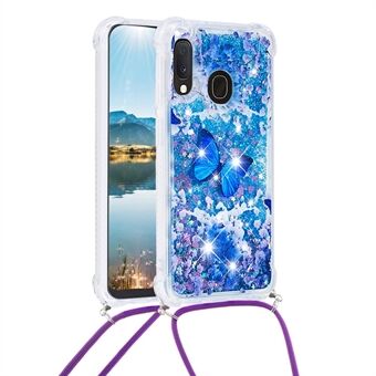 Mønstertrykt Quicksand Glitter Pailletter TPU telefontaskebeskytter med rem til Samsung Galaxy A20e / A10e