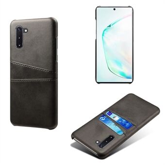 Double Card Slots PU Leather Coated Hard Plastic Case for Samsung Galaxy Note 10 / Note 10 5G