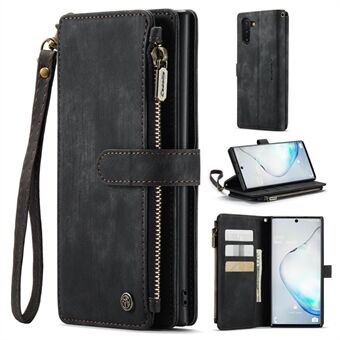 CASEME C30 Series til Samsung Galaxy Note 10 5G / 4G Anti-fald lynlås lomme pungcover med rem Auto-magnetisk Stand Telefon Flip Læder Taske Kortholder