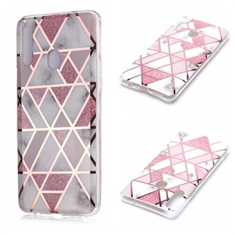 For Samsung Galaxy A20s Marble Pattern IMD TPU Mobile Cover Rose Gold Plated Phone Case