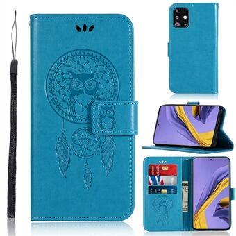 Imprinted Dream Catcher Owl læder tegnebog taske til Samsung Galaxy A51