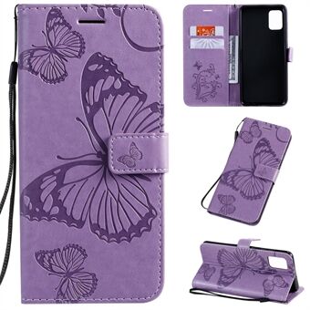 Imprint Butterfly Læder Pung-etui til Samsung Galaxy A51