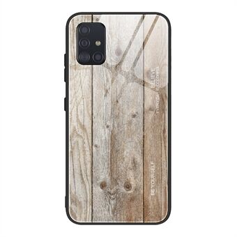 Wooden Skin TPU+Tempered Glass Phone Shell for Samsung Galaxy A51