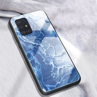 Marmor Tekstur Hærdet Glas Bagside + TPU Combo Shell til Samsung Galaxy A51