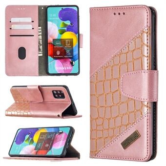 Assorteret farvekrokodillehud læder tegnebog taske til Samsung Galaxy A51 SM-A515