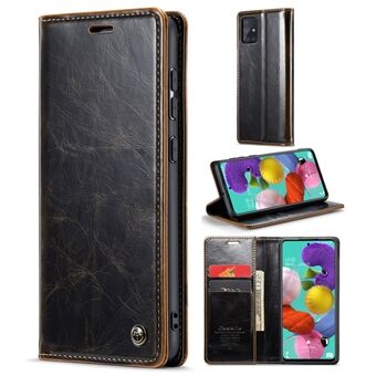 CASEME 003-serien til Samsung Galaxy A51 4G SM-A515 / M40S Waxy Texture PU-læder telefontaske Stand Drop-sikkert telefoncover