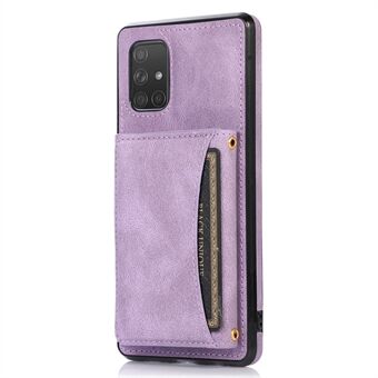 Til Samsung Galaxy A51 4G SM-A515 Magnetisk knap Tri-fold pung telefon etui Kickstand PU læder coated TPU cover