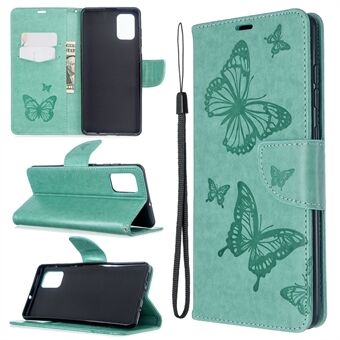 Imprint Butterflies Wallet Stand Flip Læder Taske til Samsung Galaxy A71 A715