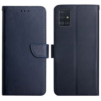 Ægte læder+TPU Telefon Flip Cover Stand Nappa Texture Multifunktions tegnebogsstand Godt beskyttende telefoncover til Samsung Galaxy A71 4G SM-A715