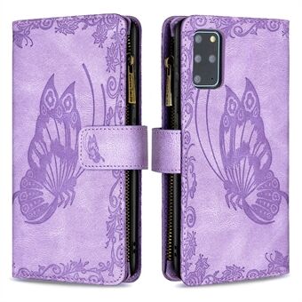 Lynlås lomme design præget sommerfugl mønster tegnebog Stand læder telefon etui shell til Samsung Galaxy S20 Plus