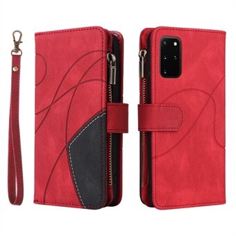 For Samsung Galaxy S20 Plus 4G/5G KT Multi-function Series-5 Bi-color Splicing PU Leather Cellphone Case Multiple Card Slots Protective Cover with Zipper Pocket