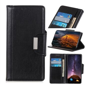 Kohud Texture Wallet Stand PU Læder Telefon Taske til Samsung Galaxy S20 - Sort