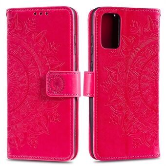 Imprint Flower Læder Wallet Case til Samsung Galaxy S20