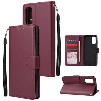 PU læder tegnebog mobiltelefon etui med lanyard shell til Samsung Galaxy S20