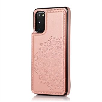Imprint Mandala Flower PU-læder + TPU-telefoncover til Samsung Galaxy S20