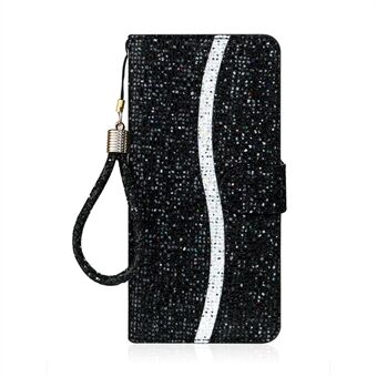 Glittery Pulver Splicing Wallet Stand Læder Cover til Samsung Galaxy S20