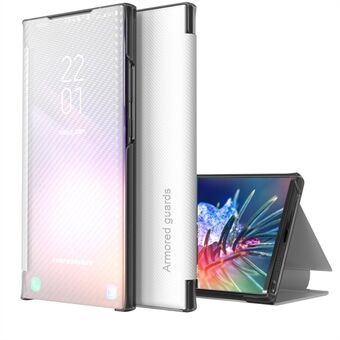 Gennemskinnelig Anti-Fingerprint Folio Flip Carbon Fiber Hard PC Kickstand Case til Samsung Galaxy S20 5G/4G