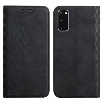 Rhombus mønster Autoabsorberet hud-touch fuld beskyttelse læder pung Mobiltelefon Stand Cover Cover til Samsung Galaxy S20