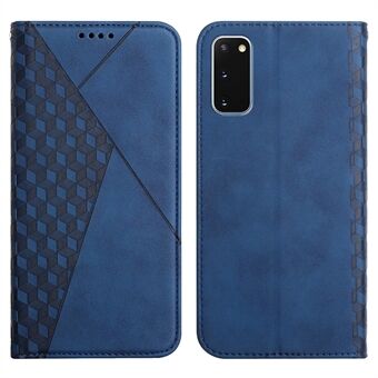 Rhombus mønster Autoabsorberet hud-touch fuld beskyttelse læder pung Mobiltelefon Stand Cover Cover til Samsung Galaxy S20