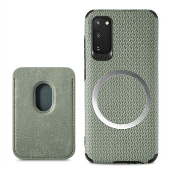 For Samsung Galaxy S20 4G/5G Smartphone Cover PU Leather Coated TPU + PVC Detachable Card Holder Carbon Fiber Texture Phone Case