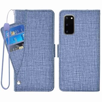 Til Samsung Galaxy S20 4G / 5G Jean Cloth Texture Roterende kortslot PU-læderetui Stand Telefoncover