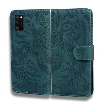 Imprintet tiger mønster læder telefon etui med tegnebog Stand til Samsung Galaxy A41 (global version)