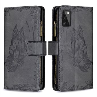 Lynlås lomme design præget sommerfugl mønster tegnebog Stand læder telefon etui shell til Samsung Galaxy A41 (global version)