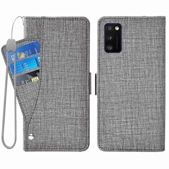 Stødsikker telefonflip-cover til Samsung Galaxy A41 (global version), Jean Cloth Texture PU-læder-pung- Stand med roterende kortslot-design