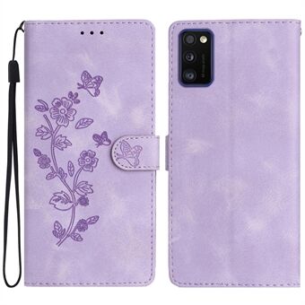 Til Samsung Galaxy A41 (global version) Stand etui Flower Imprint PU læder tegnebogscover