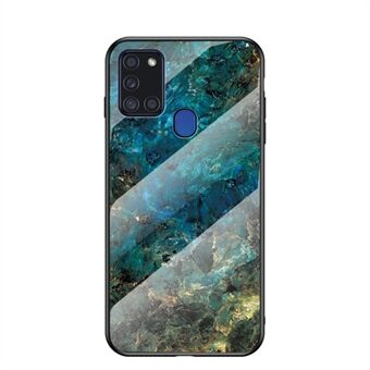 Marble Texture Tempered Glass + PC + TPU Hybrid Case til Samsung Galaxy A21s