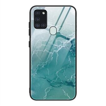 Marble Texture Tempered Glass Back + TPU Combo Case for Samsung Galaxy A21s