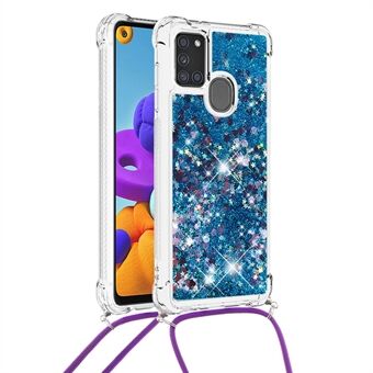 TPU Quicksand Design Phone Protective Cover with Lanyard for Samsung Galaxy A21s