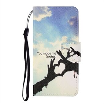 Pattern Printing Wallet Stand Design Leather Phone Cover Shell with Lanyard for Samsung Galaxy A21s