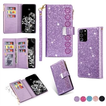 Glitrende Starry Style Laser Carving Læder Shell til Samsung Galaxy Note 20/Note 20 5G