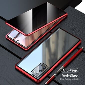 Magnetisk metalramme + dobbeltsidet hærdet glas Anti-peep etui til Samsung Galaxy Note20 4G/5G