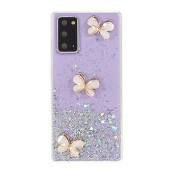 3D Butterfly Rhinestone Decor Epoxy TPU Cover til Samsung Galaxy Note 20 / Note 20 5G