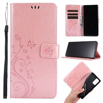 Butterfly Flower Imprinting Wallet Stand Læder Telefoncover til Samsung Galaxy Note 20 / Note 20 5G