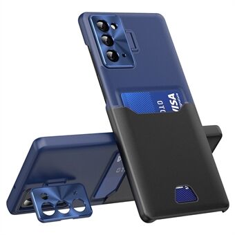 Til Samsung Galaxy Note20 / Note20 5G PU-læder + PC-telefonetui Metallinseramme Kickstand Kortholder Anti-drop cover