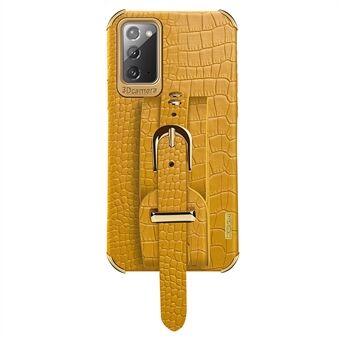 Til Samsung Galaxy Note20 5G / Note20 Crocodile Texture Armbånd Telefon Case 6D galvanisering læder coated TPU cover