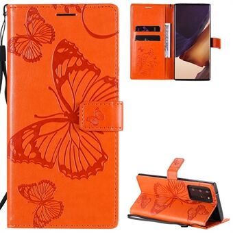 Lædertelefonbeskytter med sommerfuglemønsterpåtryk til Samsung Galaxy Note 20 Ultra/Note 20 Ultra 5G