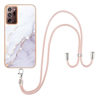 YB IMD Series-9 for Samsung Galaxy Note20 Ultra/Note20 Ultra 5G Adjustable Lanyard Phone Case Electroplating IMD Marble Pattern TPU Shell