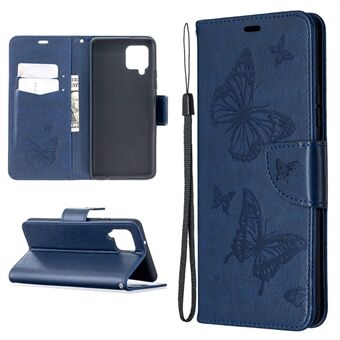 Imprint sommerfugle med tegnebog læderbetræk til Samsung Galaxy A42 5G