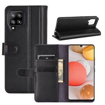 Split Leather Phone Protective Shell with Wallet and Stand for Samsung Galaxy A42 5G